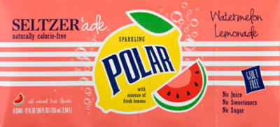 Polar Seltzer Lemonade Watermelon - 8-12 Fl. Oz. - Image 1
