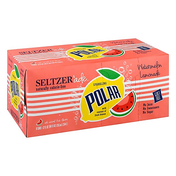 Polar Seltzer Lemonade Watermelon - 8-12 Fl. Oz.