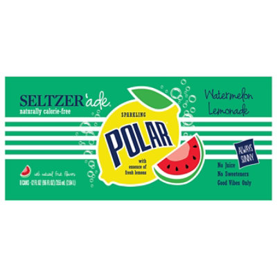 Polar Seltzer Lemonade Watermelon - 8-12 Fl. Oz. - Image 1