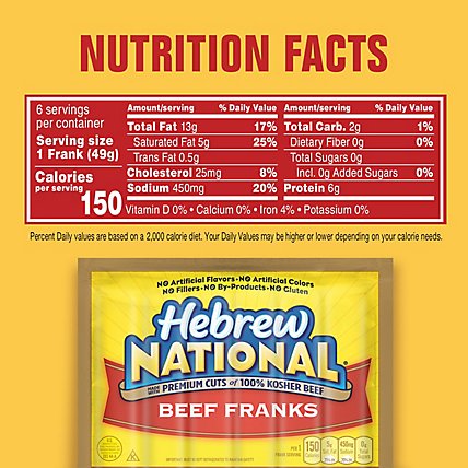 Hebrew National Beef Franks Hot Dogs - 6 Count - Image 4