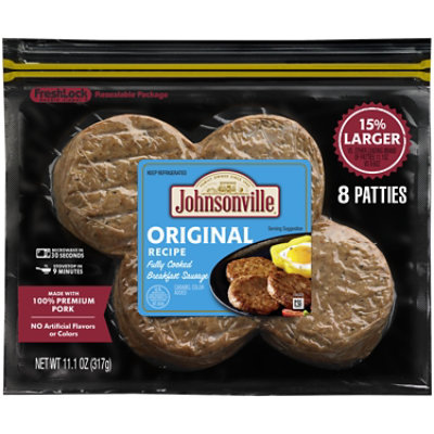 Johnsonville Breakfast Sausage Patties Original Fully Cooked 8 Patties - 11.1 Oz - Image 1