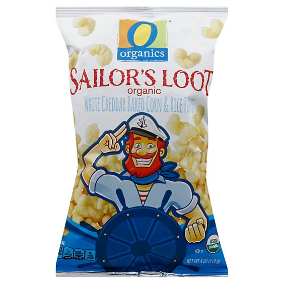 O Organics Organic Sailors Loot White Cheddar Baked Corn & Rice Puffs - 4 Oz