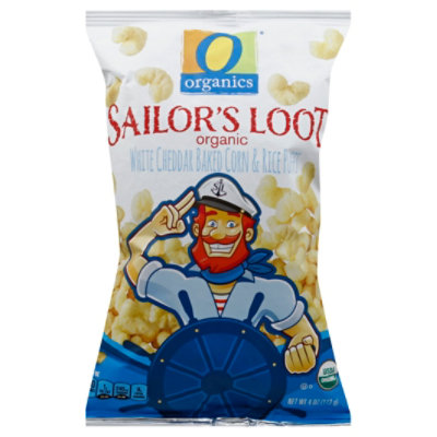 O Organics Organic Sailors Loot White Cheddar Baked Corn & Rice Puffs - 4 Oz