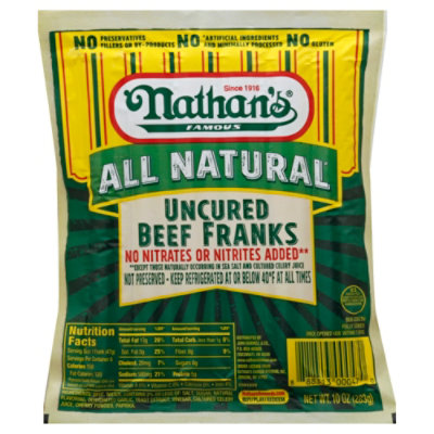 Nathans All Natural Beef Franks - 10 Oz