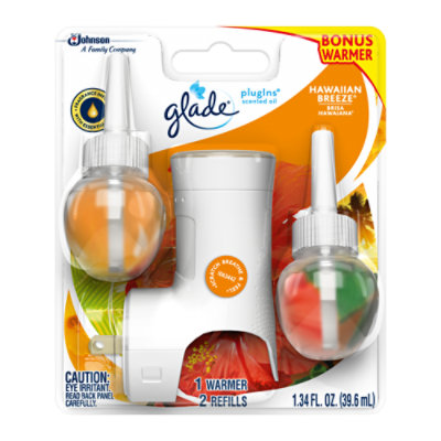 Glade PlugIns Scented Oil Warmer + Refill Hawaiian Breeze - 1.34 Fl. Oz.