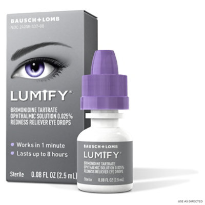 LUMIFY Redness Reliever Eye Drops Brimonidine Tartrate Ophthalmic Solution 0.025% - 0.08 Fl. Oz. - Image 2