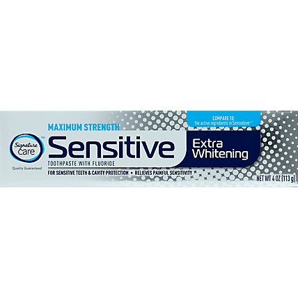 Signature Care Toothpaste With Flouride Sensitive Extra Whitening Maximum Strength - 4 Oz - Image 2