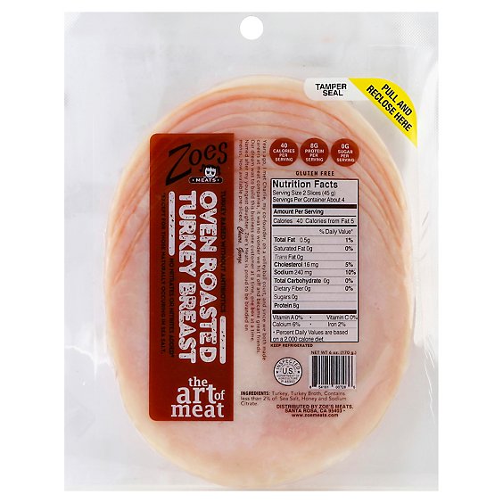 Zoes Oven Roasted Turkey Breast - 6 Oz