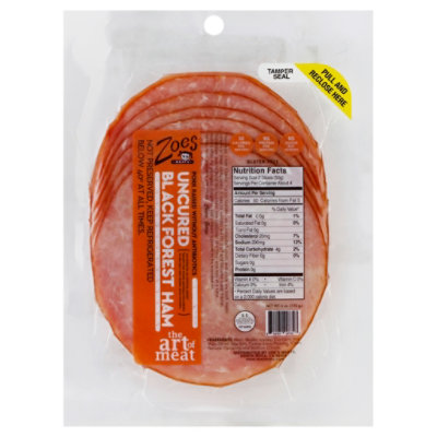  Zoes Uncured Black Forest Ham - 6 Oz 