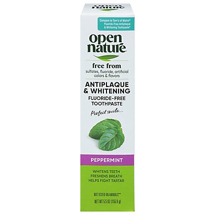 Open Nature Toothpaste Flouride Free Antiplaque & Whitening Peppermint - 5.5 Oz - Image 3