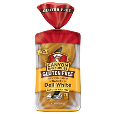 Canyon Bakehouse Deli White Bagels Gluten Free Fresh 100% Whole Grain Bagels - 4 Count