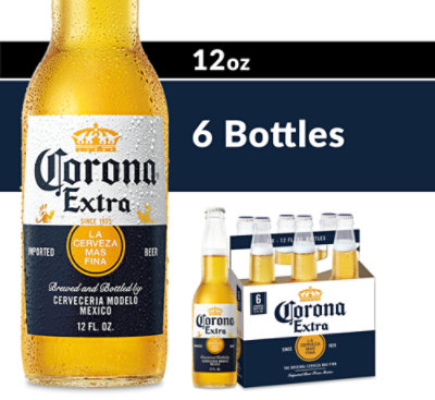 Corona Extra Lager Mexican Beer 4.6% ABV Bottle - 6-12 Fl. Oz.