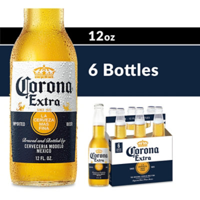 Corona Extra Lager Mexican Beer 4.6% ABV Bottle - 6-12 Fl. Oz.