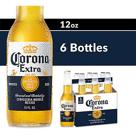 Corona Extra Mexican Lager Beer Bottles 4.6% ABV - 6-12 Fl. Oz.