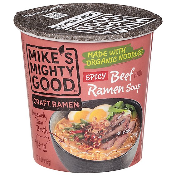 Mikes Mig Soup Cup Beef Spicy Org - 1.8 Oz