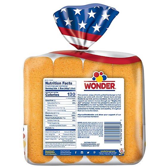 Wonder Bread Classic White Bread Hot Dog Buns 8 Count - 13 Oz