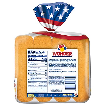 Wonder Bread Classic White Bread Hot Dog Buns 8 Count - 13 Oz - Image 1
