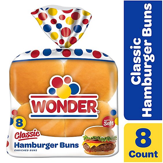Wonder Bread Classic White Bread Hamburger Buns 8 Count - 15 Oz