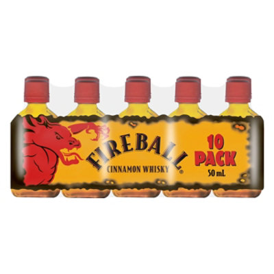 Fireball Hot Cinnamon Blended Whiskey 66 Proof Plastic Bottles - 10-50 Ml - Image 1