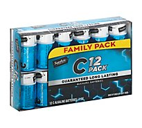 Signature SELECT Batteries Alkaline C Guaranteed Long Lasting Family Pack - 12 Count