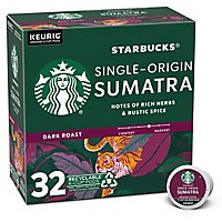 Starbucks Sumatra 100% Arabica Dark Roast K Cup Coffee Pods Box 32 Count - Each - Image 1
