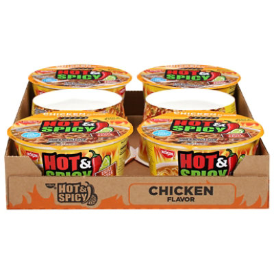 Nissin Hot & Spicy Chicken Noodles Bowl - Case - Image 1