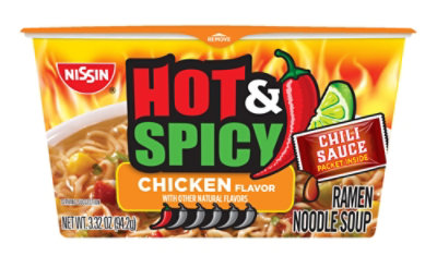 Nissin Hot & Spicy Chicken Noodles Bowl - Case - Image 2