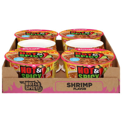 Nissin Hot & Spicy Shrimp Noodle Bowl - Case