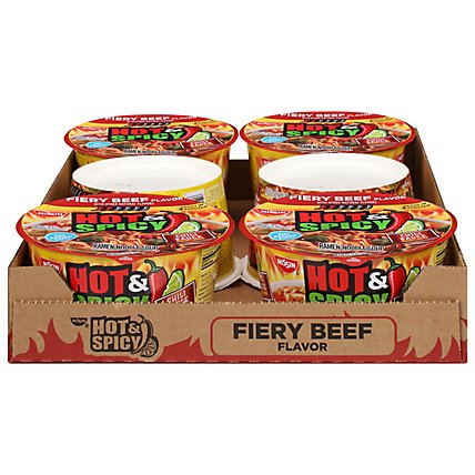 Nissin Bowl Noodles Hot & Spicy Fiery Beef - Case - Image 1
