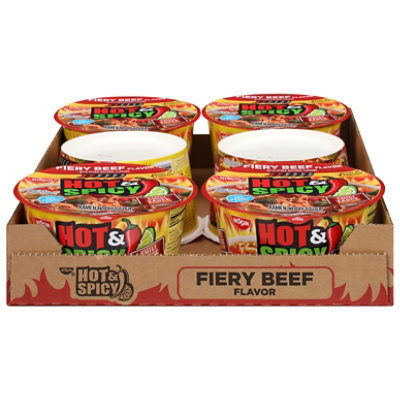 Nissin Bowl Noodles Hot & Spicy Fiery Beef - Case - Image 1