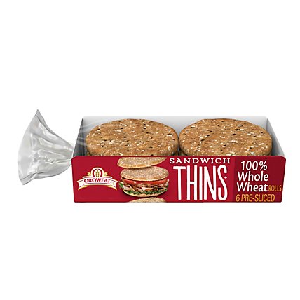 Oroweat 100% Whole Wheat Sandwich Thins - 12 Oz - Image 1