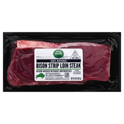 Open Nature Bison Steak Ny Loin - 10 Oz - Image 1