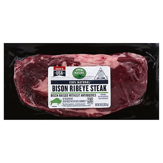 Open Nature Bison Steak Ribeye Boneless - 10 Oz