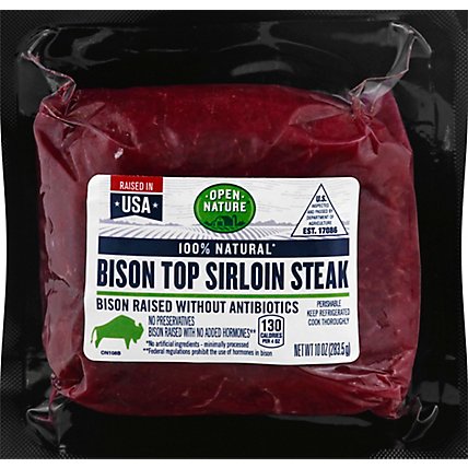 Open Nature Bison Steak Top Sirloin - 10 Oz - Image 2
