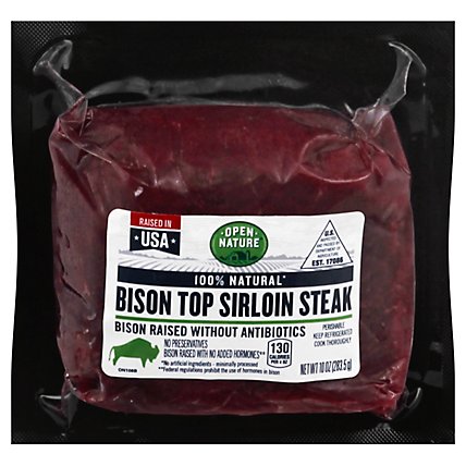Open Nature Bison Steak Top Sirloin - 10 Oz - Image 1