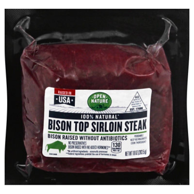 Open Nature Bison Steak Top Sirloin - 10 Oz - Image 1