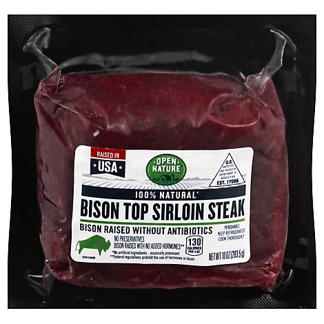 Open Nature Bison Steak Top Sirloin - 10 Oz