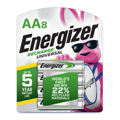 Energizer Recharge Universal Batteries Rechargeable AA - 8 Count