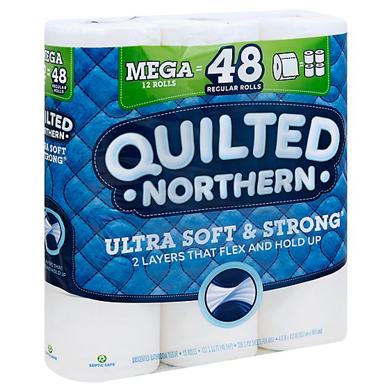 Quilted Northern Ultra Soft & Strong Bathroom Tissue Mega Roll 2 Ply White - 12 Roll
