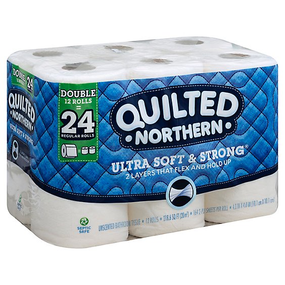 Quilted Northern Bathroom Tissue Ultra Soft & Strong Double Roll 2 Ply White - 12 Roll