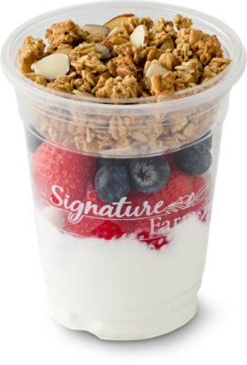 Fresh Cut Yogurt Parfait Greek Yogurt Honey Strawberry & Blueberry - 8 Oz (470 Cal)