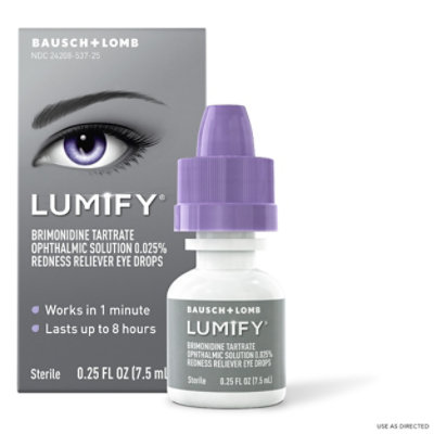 LUMIFY Redness Reliever Eye Drops Brimonidine Tartrate Ophthalmic Solution 0.025% - 0.25 Fl. Oz. - Image 1