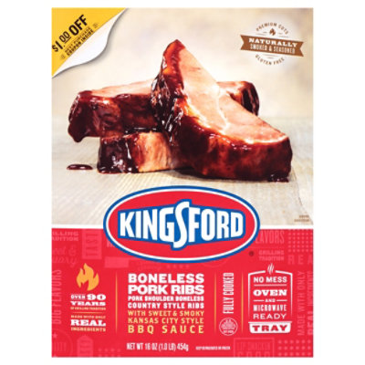 Kingsford Boneless Pork Steak Cuts With Kansas City Style Bbq Sa - 1 Lb