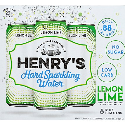 Henrys Hard Sparkling Water Lemon Lime Spiked Seltzer Cans 4.2% ABV - 6-12 Fl. Oz. - Image 2