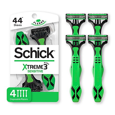 Schick Xtreme 3 Sensitive Skin Mens Triple Blade Disposable Razor - 4 Count