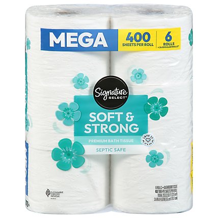 Signature Care Bathroom Tissue Premium Softly Mega Roll 2-Ply Wrapper - 6 Roll - Image 3