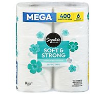 Signature Care Bathroom Tissue Premium Softly Mega Roll 2-Ply Wrapper - 6 Roll