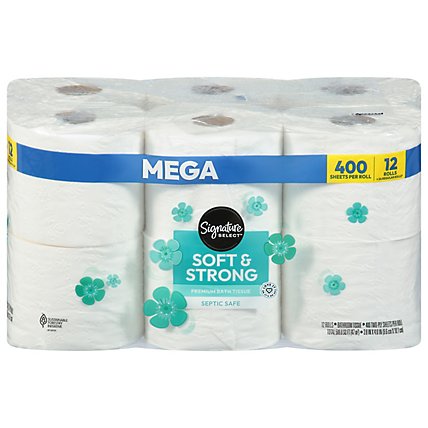 Signature Care Bathroom Tissue Premium Softly Mega Roll 2-Ply Wrapper - 12 Roll - Image 3