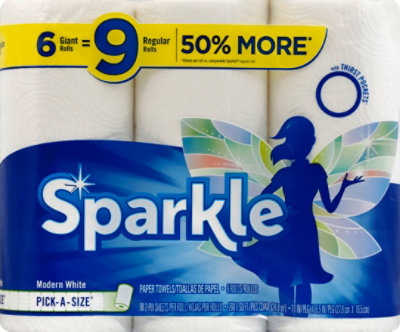 Sparkle Paper Towels Pick A Size Giant Roll Hint of Modern White Bag - 6 Roll - Image 2