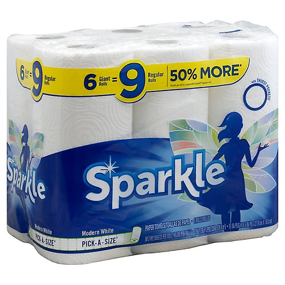 Sparkle Paper Towels Pick A Size Giant Roll Hint of Modern White Bag - 6 Roll